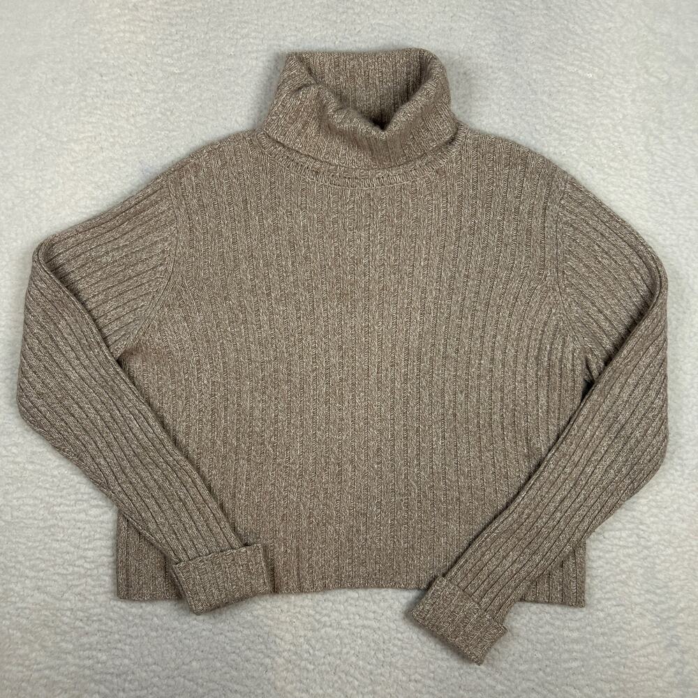 Sundance Size L Angora Turtleneck Sweater Rib Knit Neutral Minimalist Vintage
